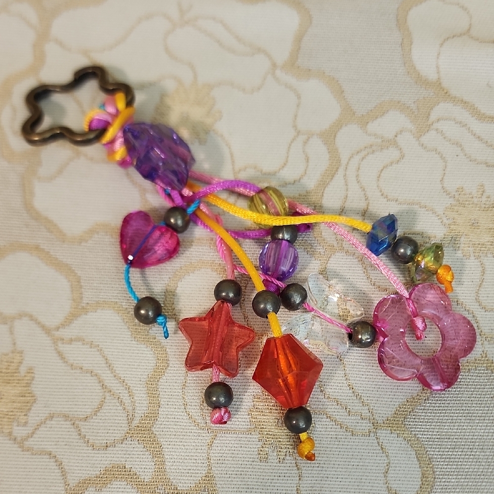 Colorful Beaded Keychain with Colorful Charms